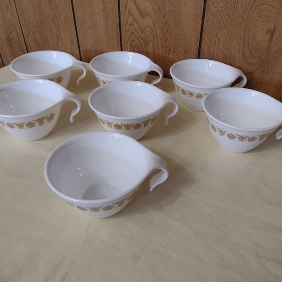 9 pcs Vintage Corelle Butterfly Gold Creamer & Sugar Bowl Set & 7 Hook Cups - Picture 8 of 12
